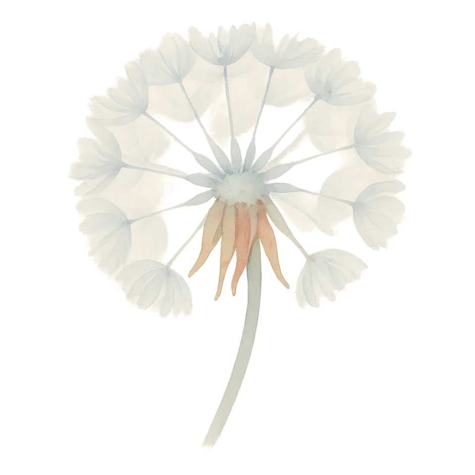 close-up of a dandelion, realistic textures, wispy seeds sticker