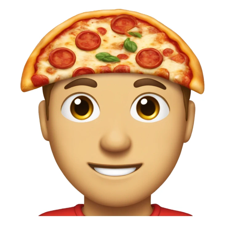 Een pizza met armen en benen en gezicht sticker