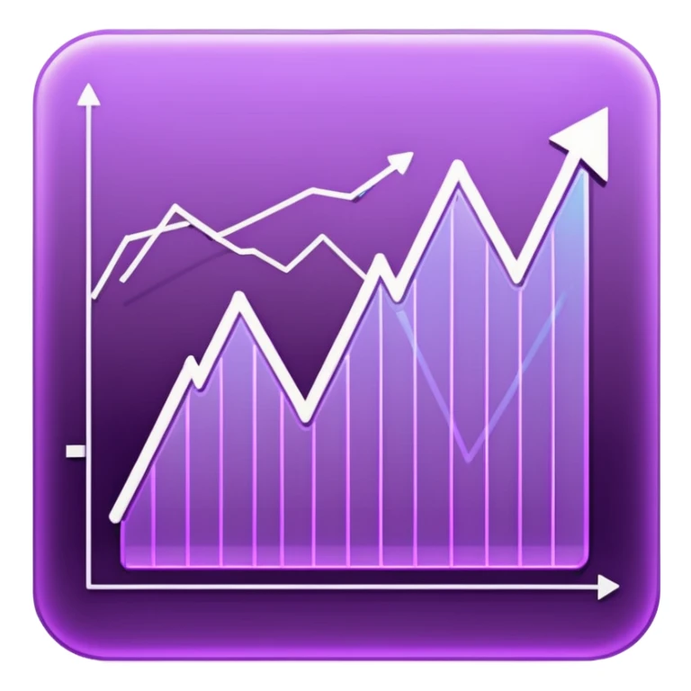 A glowing purple hologram of a line chart sticker