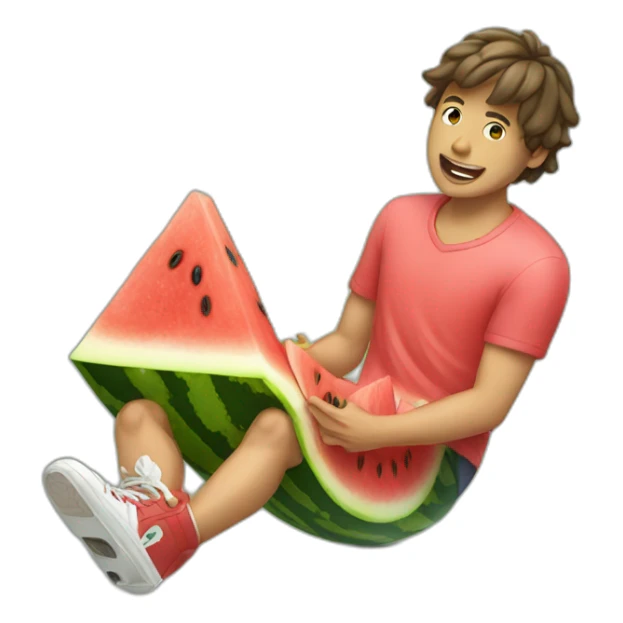 male skater eating watermelon sticker