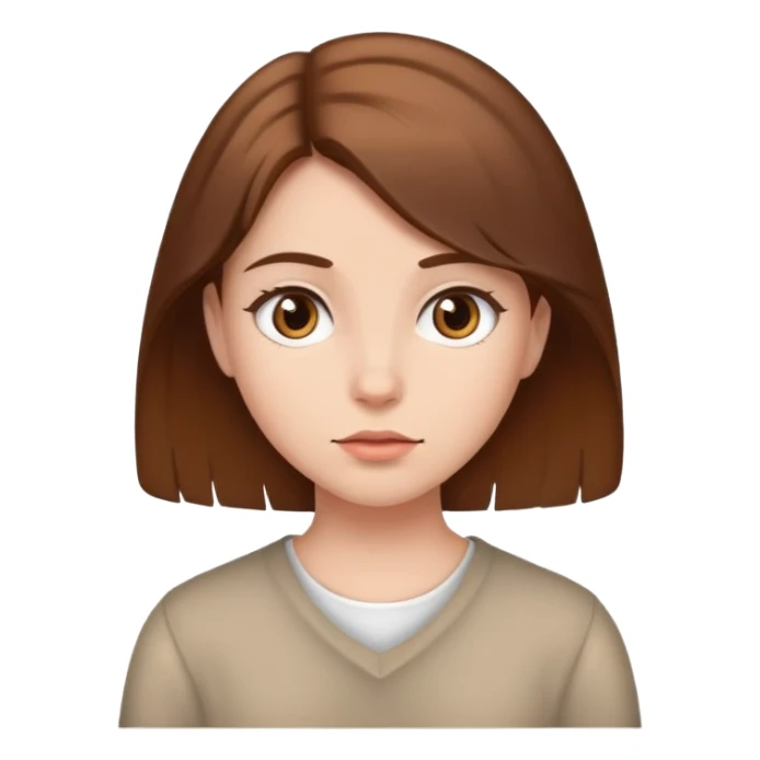 girl with brown hair standing up neutral expression sticker