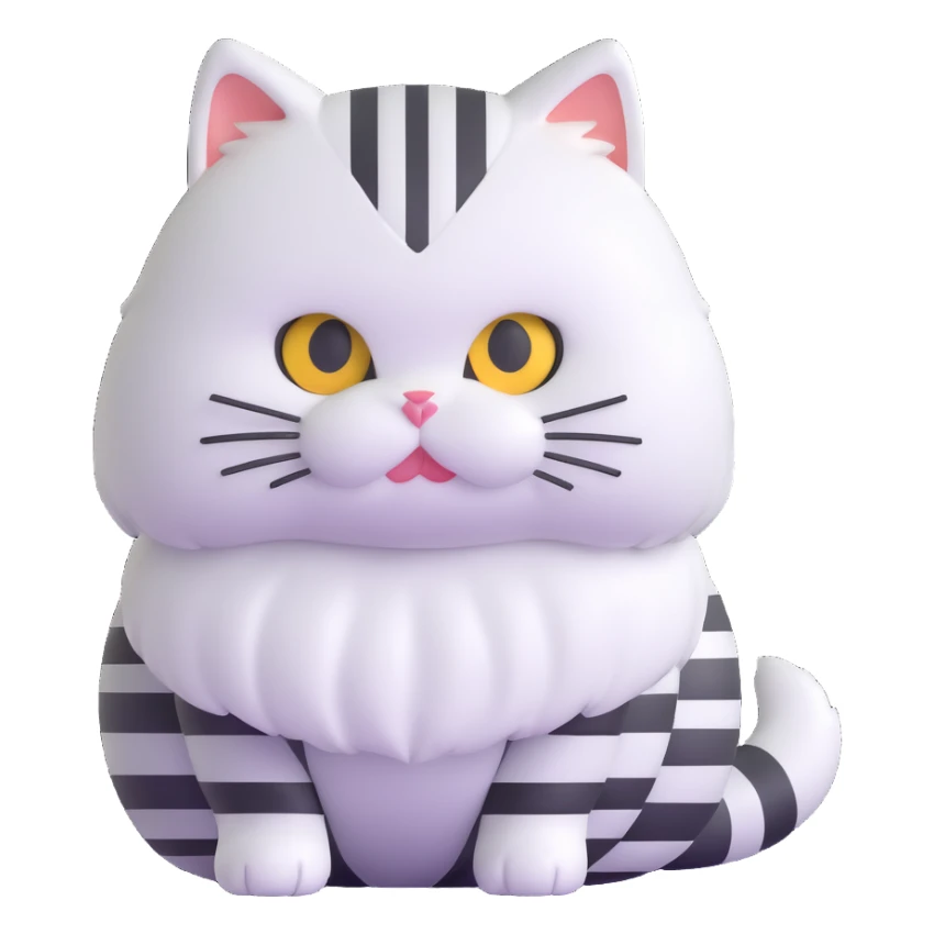 cat with white fur at the bottom and silver stripes at the top sticker