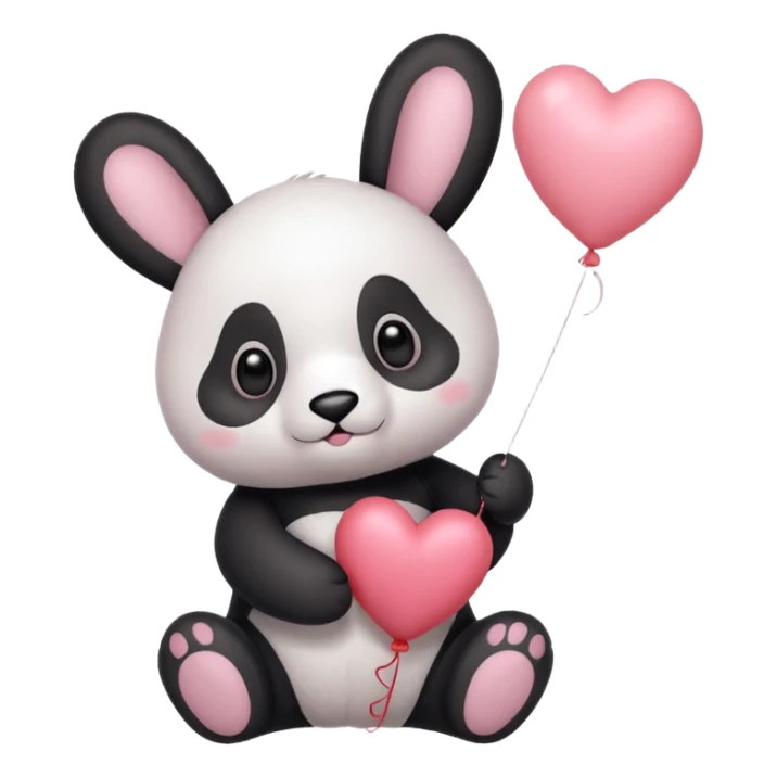 Bunny heart love with panda sticker
