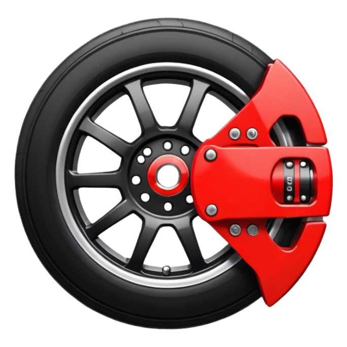 Car wheel emoji with red brake caliper inside wheel sticker
