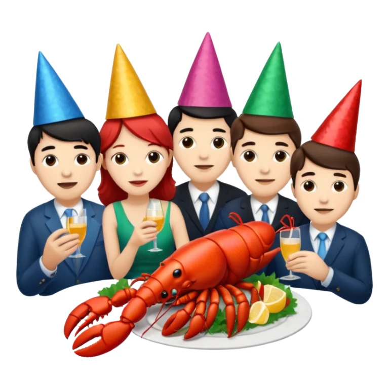 Too many people eating lobster at a family party sticker