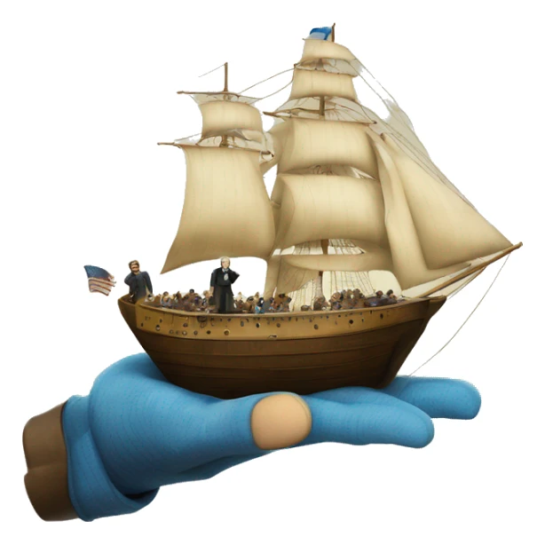 Jules Verne holds the ship in his hands sticker