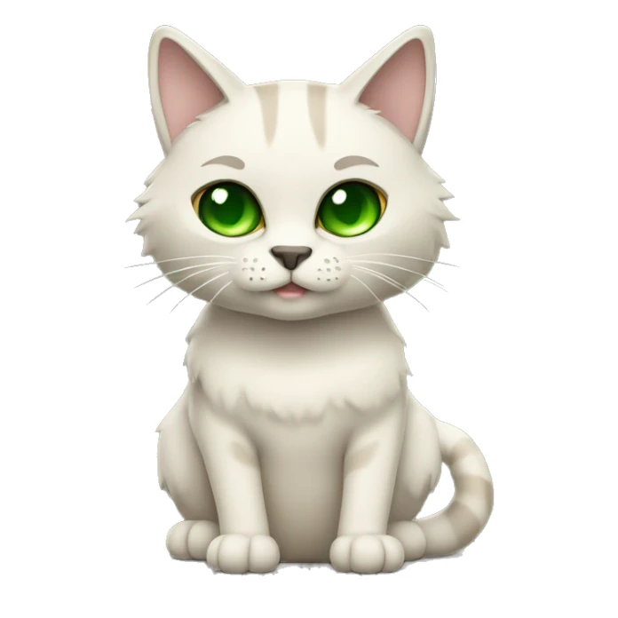 Meincoon cat white beige color with green eyes full body sticker