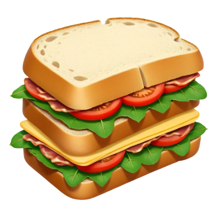 Sourdough bread sandwich with arugula and bacon and tomato slices inside sticker