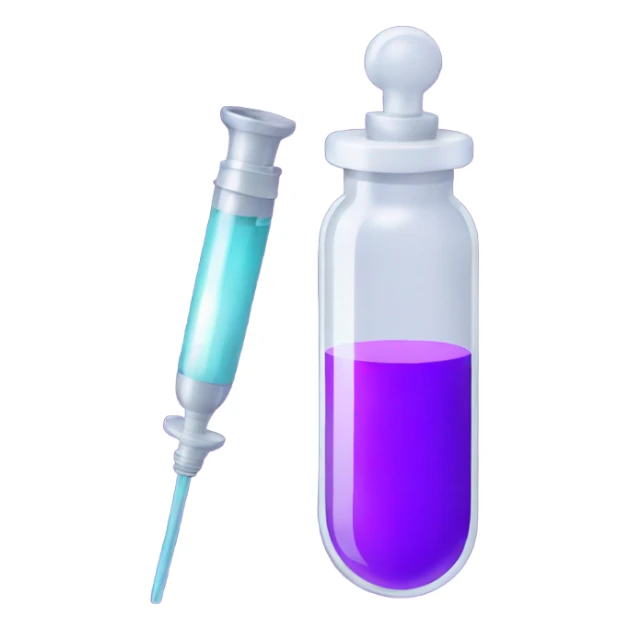 medicine syringe purple sticker