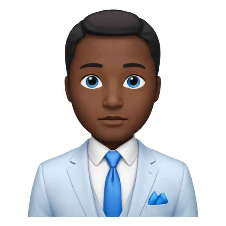 businessman, black skin, black eyes, white suit, blue tie sticker