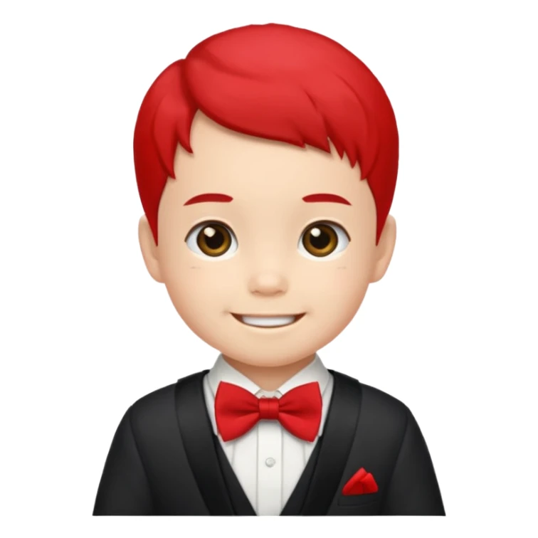 baby guy, wearing japan royal ancient custome, red bow tie sticker