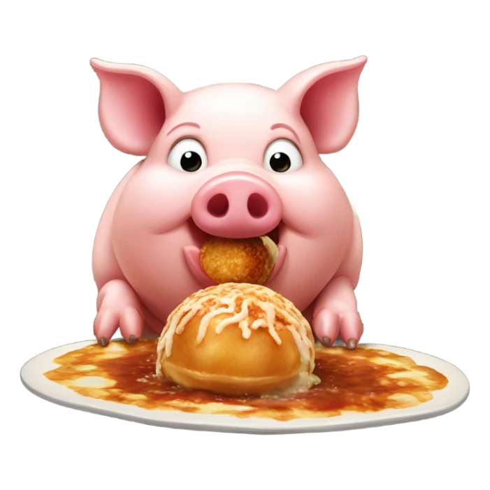 pig eating takoyaki sticker