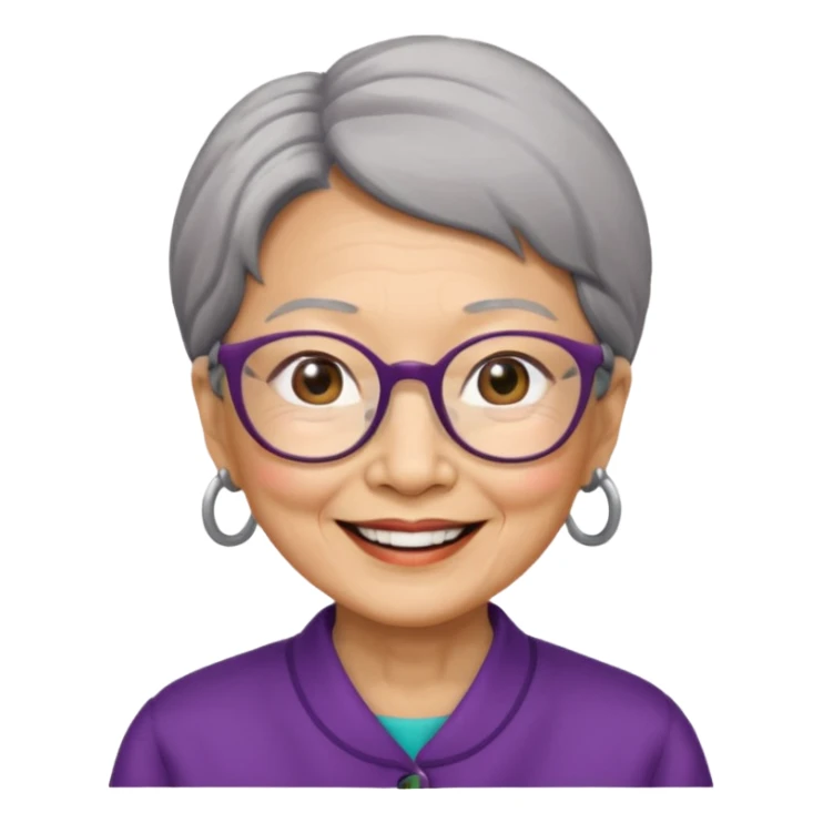 Elder asian woman with glasses sticker