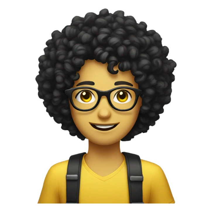 A simple yellow smiley but with black hair curly perm and glasses sticker
