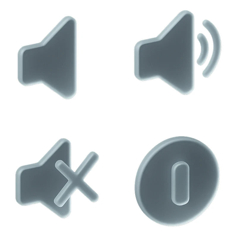 sound icon with a glossy, translucent glass effect, Apple-style icon sticker