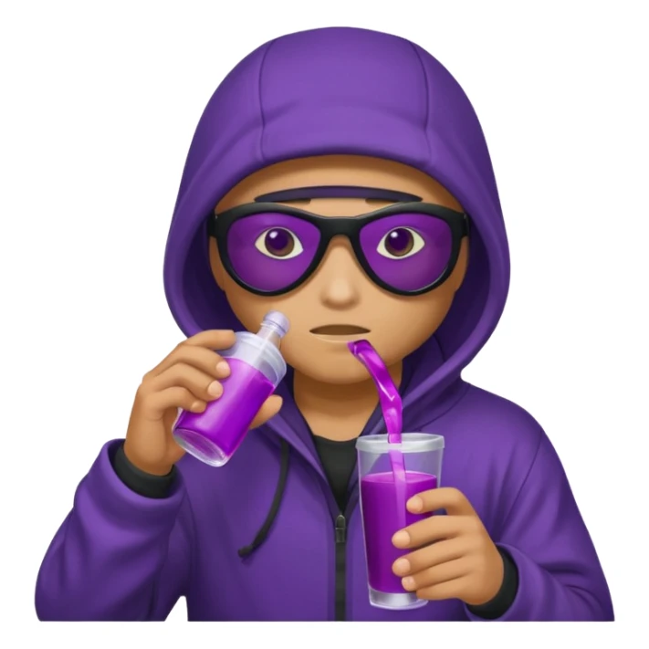 Ninja with a hood and shades on drinking a purple liquid  sticker