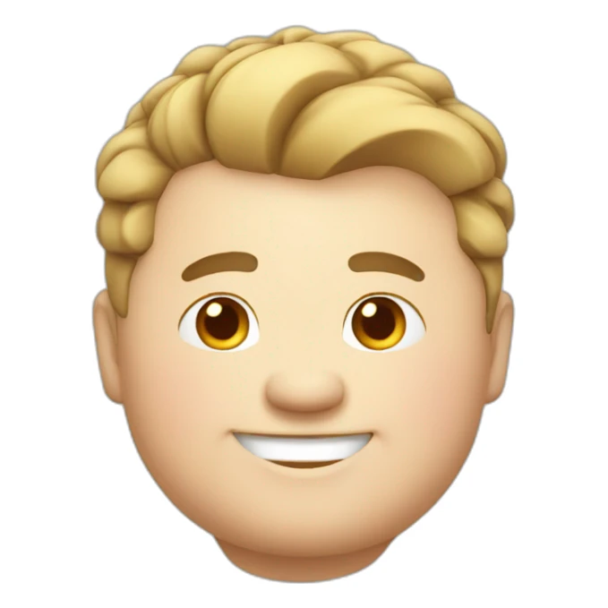 Happy Chubby guy with Chinese hair bun sticker