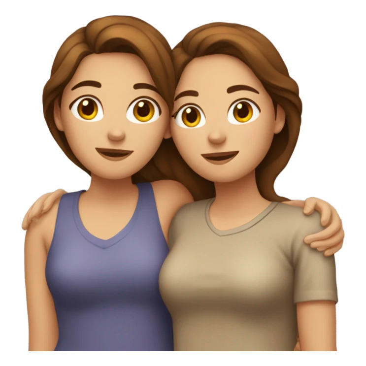 Lesbian cuddles brown hair  sticker