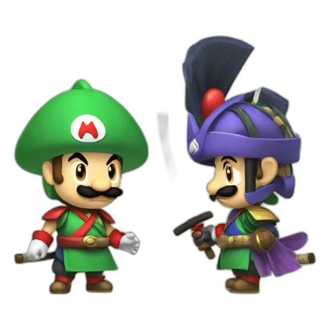 Mario and Luigi in samurai outfit sticker