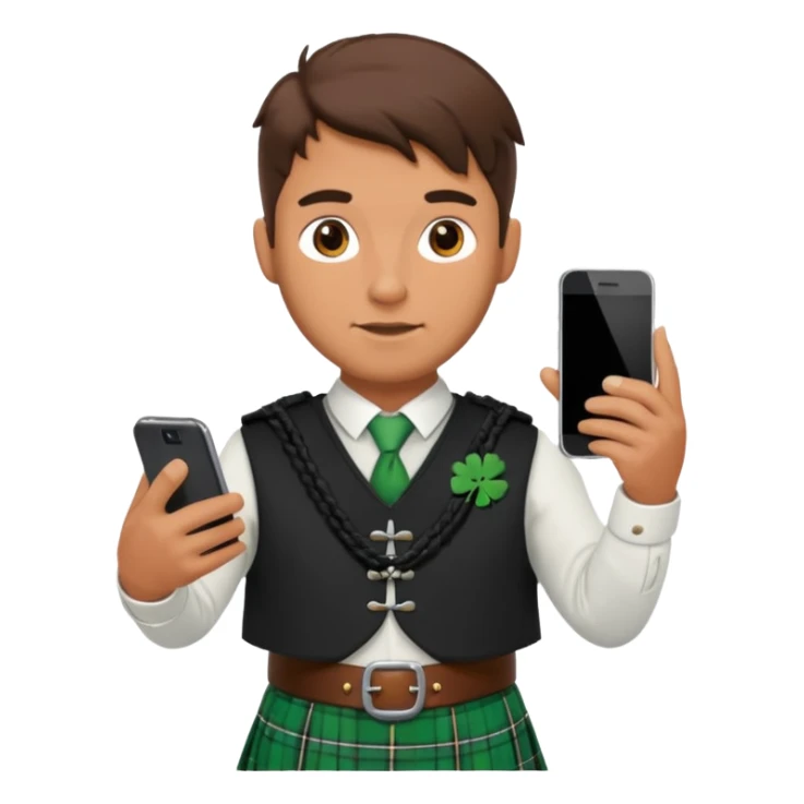 ireland man with skirt and smartphone sticker