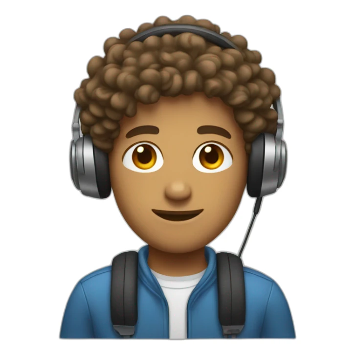 tan guy with curly hair and headphones sticker