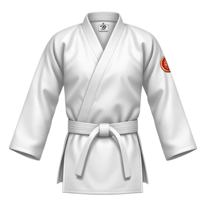 Plain white martial arts uniform, folded neatly sticker