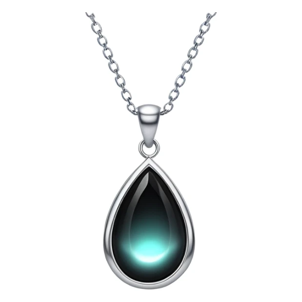 ethereal onyx pendant suspended midair, shimmering silver chain invisible, glowing faintly sticker