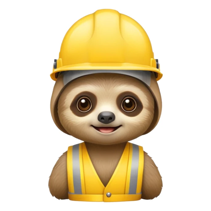 baby sloth face with a yellow construction helmet, no body sticker