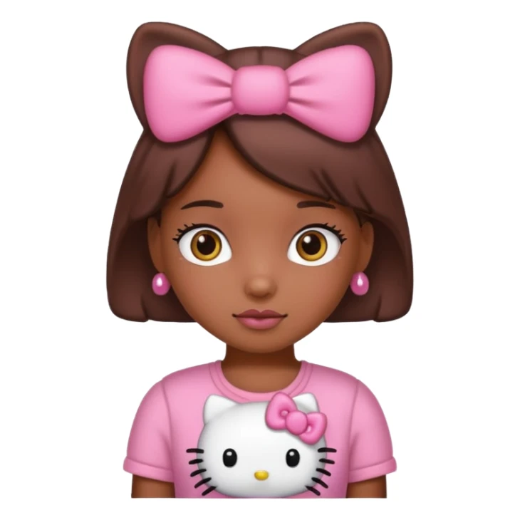 Brown skinned girl wearing pink hello kitty clothes  sticker