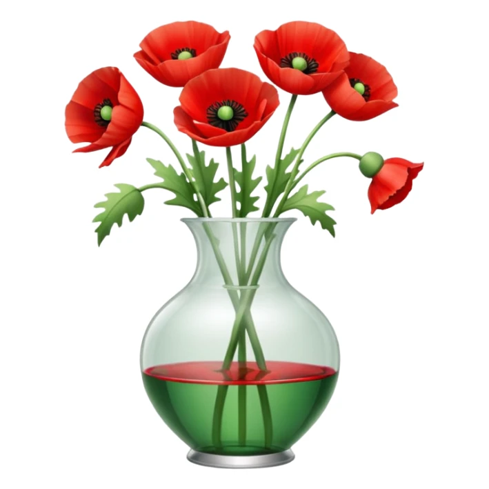 poppy flowers in a clear vase sticker