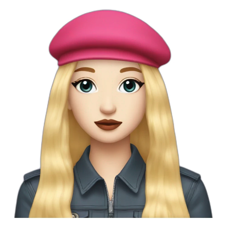 kim petras with beret and straight hair sticker
