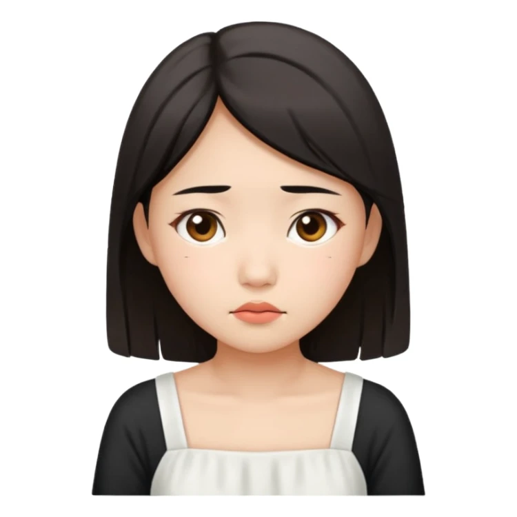 asian girl tired face white dress sticker