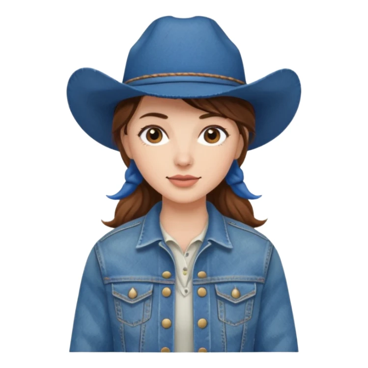 Cowgirl with denim jacket and blue hat sticker