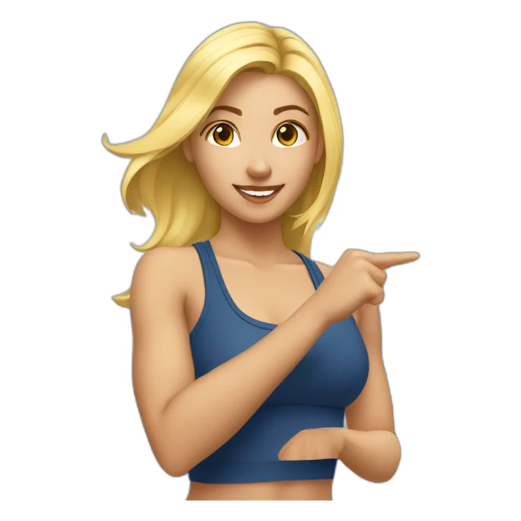 fitness blonde girl pointing on me sticker