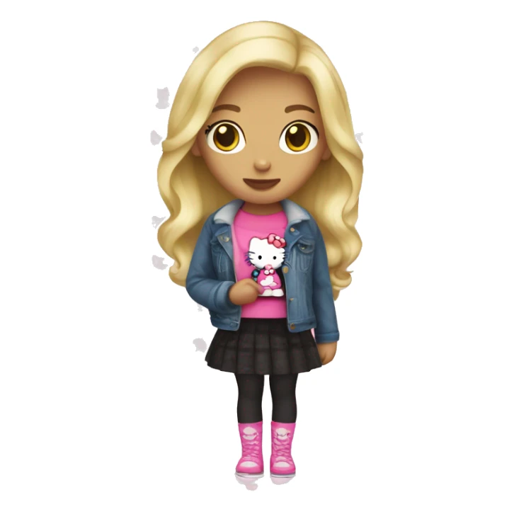 Blonde curvy girl with hello kitty plush sticker