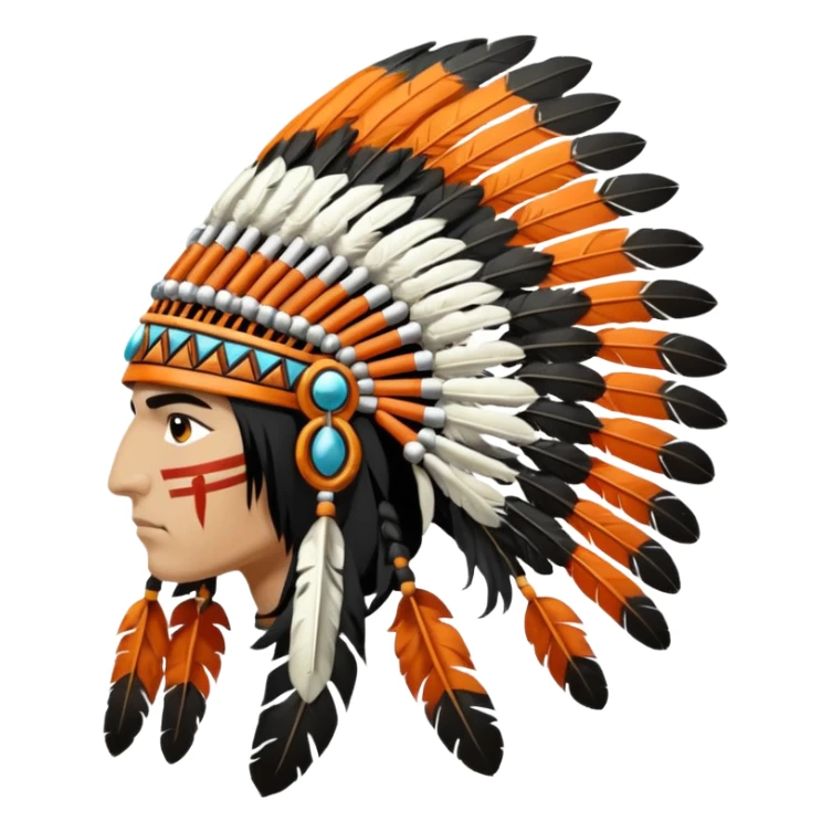 Orange black and white Native American warrior head dress sticker