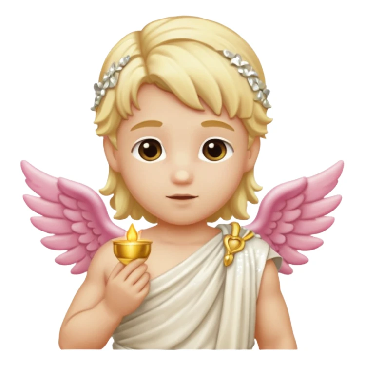 Cupid Love God with long blonde hair, cream sequin toga sticker