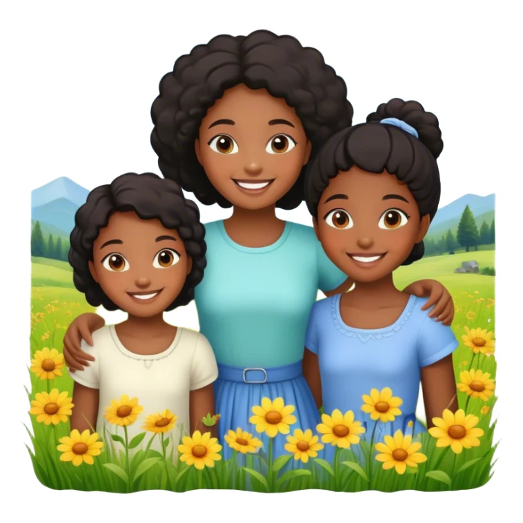 Beautiful meadow with some young black girls  sticker