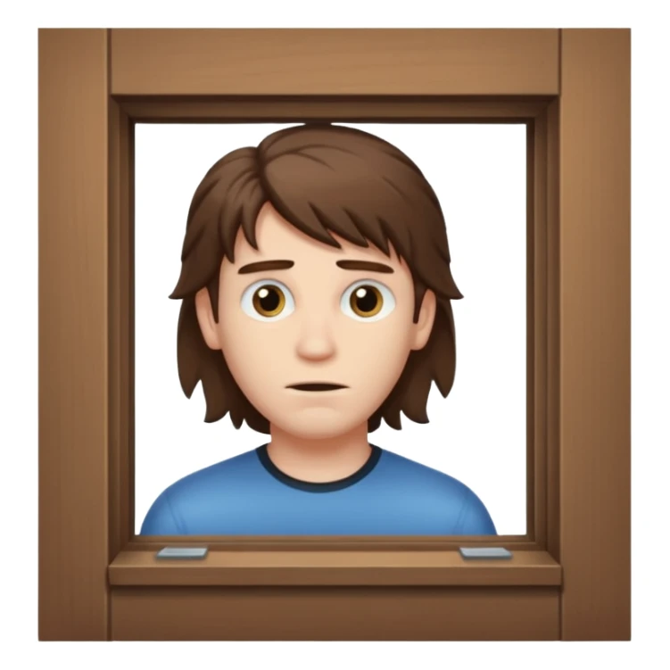 Guy with mullet brown hair creepy peeking through window sticker