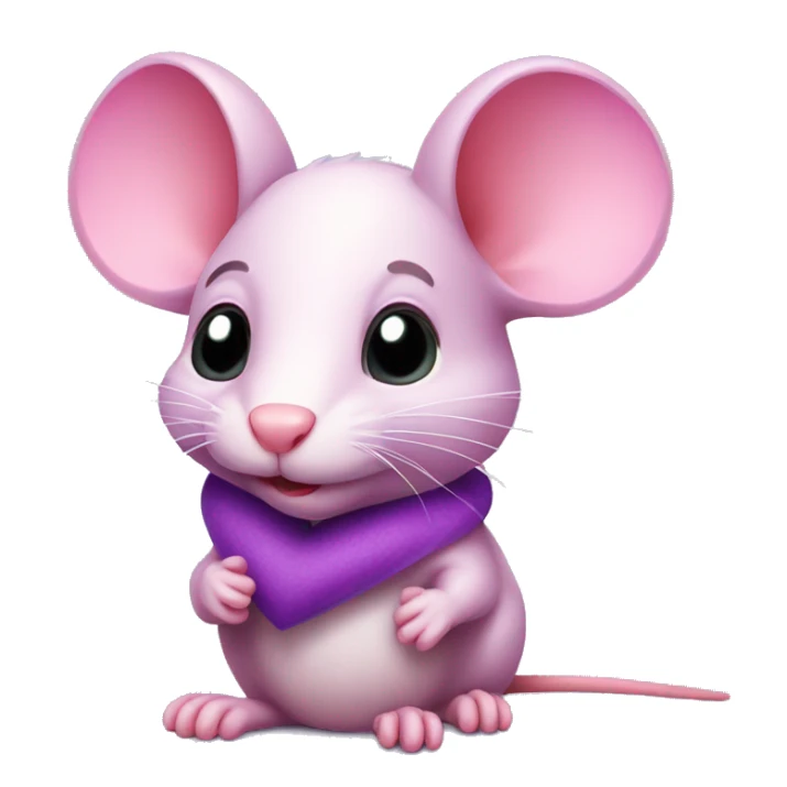 cute pink rat with heart purple sticker