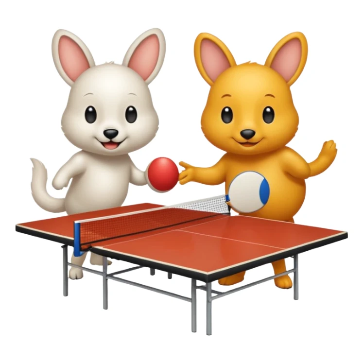 deux animaux qui jouent au ping pong sans la table sticker