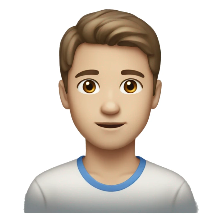 brown hair ,blue eyes, visible cheeks boy  with light skin sticker