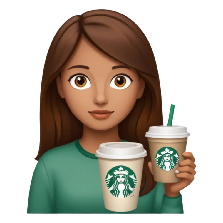Girl, brown hair and brown eyes, Starbucks sticker