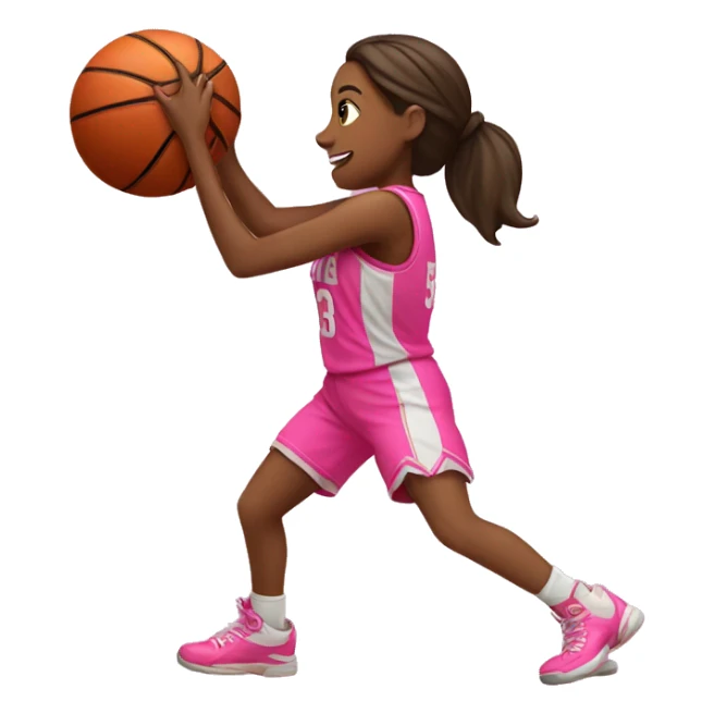 girl in pink jersey shooting a basketball  sticker