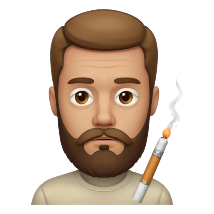suspicious bearded emoji, cigarette, raised eyebrow sticker