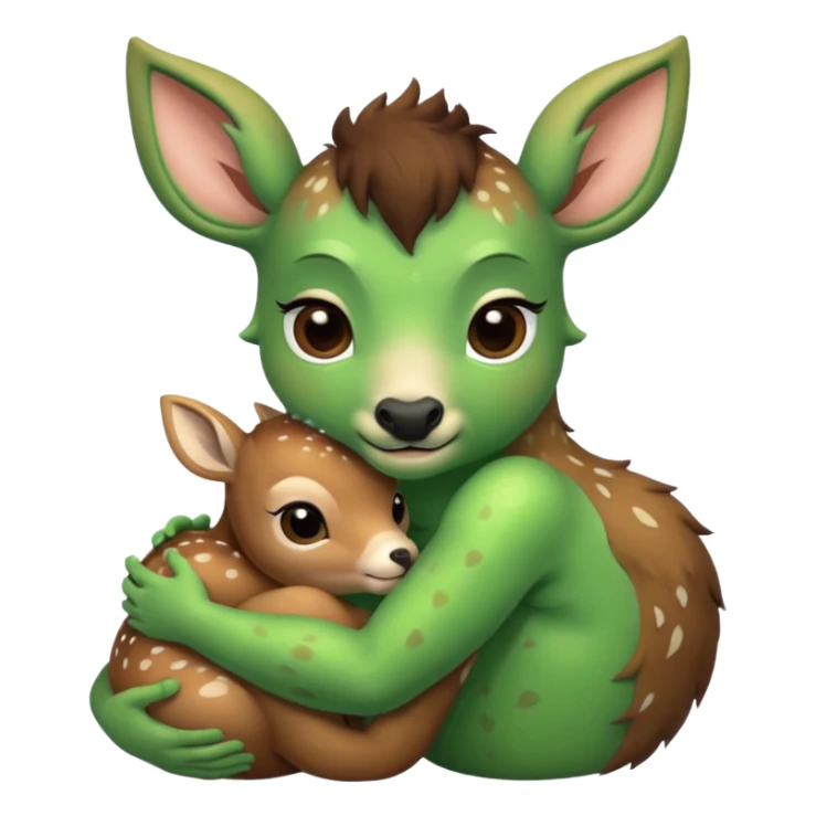 ugly monster hugging baby deer sticker