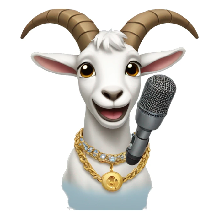 goat with a necklace singing with a microphone  sticker