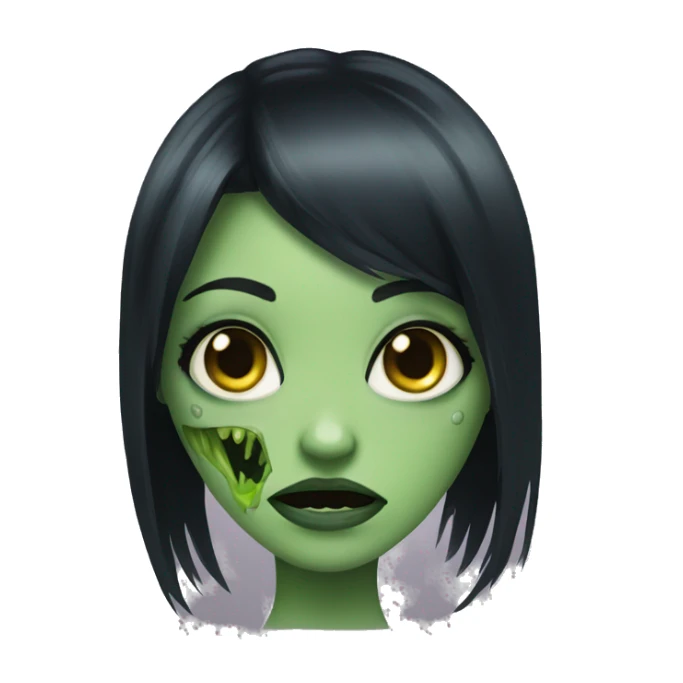 Bih green zombie girl with black hair sticker