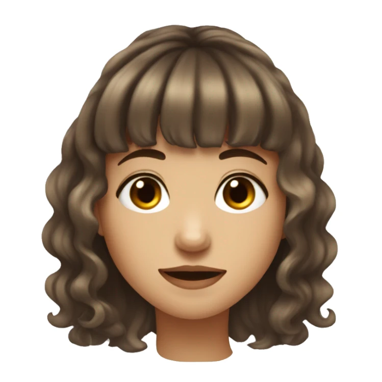 Pretty girl with wavy medium length brown hair and bangs nose piercing  sticker