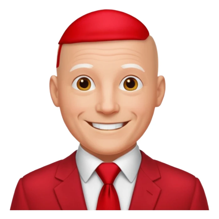 man Bald with red necktie, red dress, age. sticker